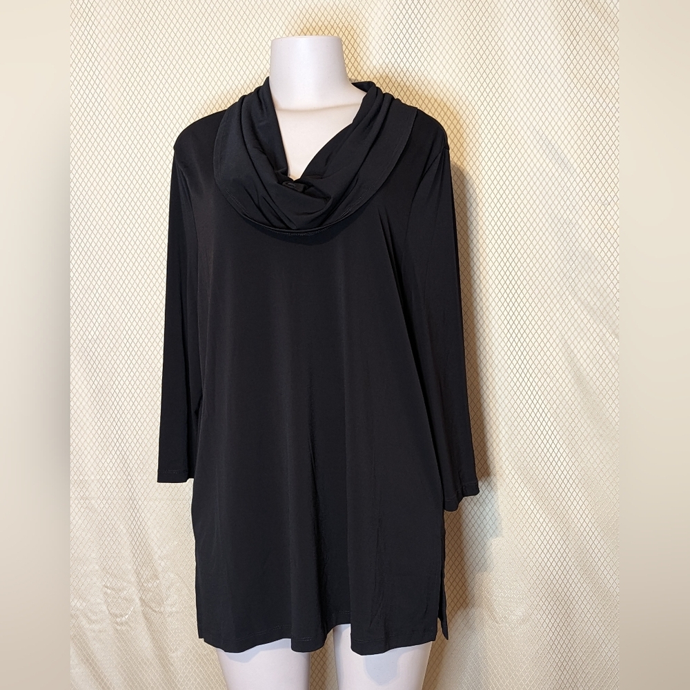 Black Cowl Neckline Tunic Top - Picture 2 of 4
